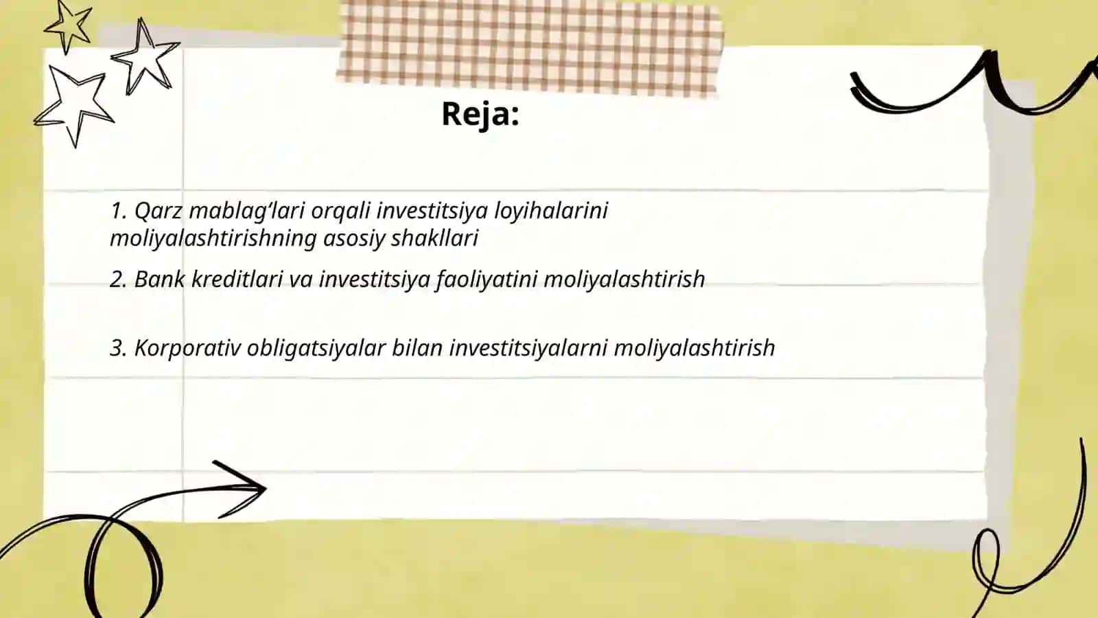 Investitsiya faoliyatini qarz mablagʻlari bilan moliyalashtirish 2