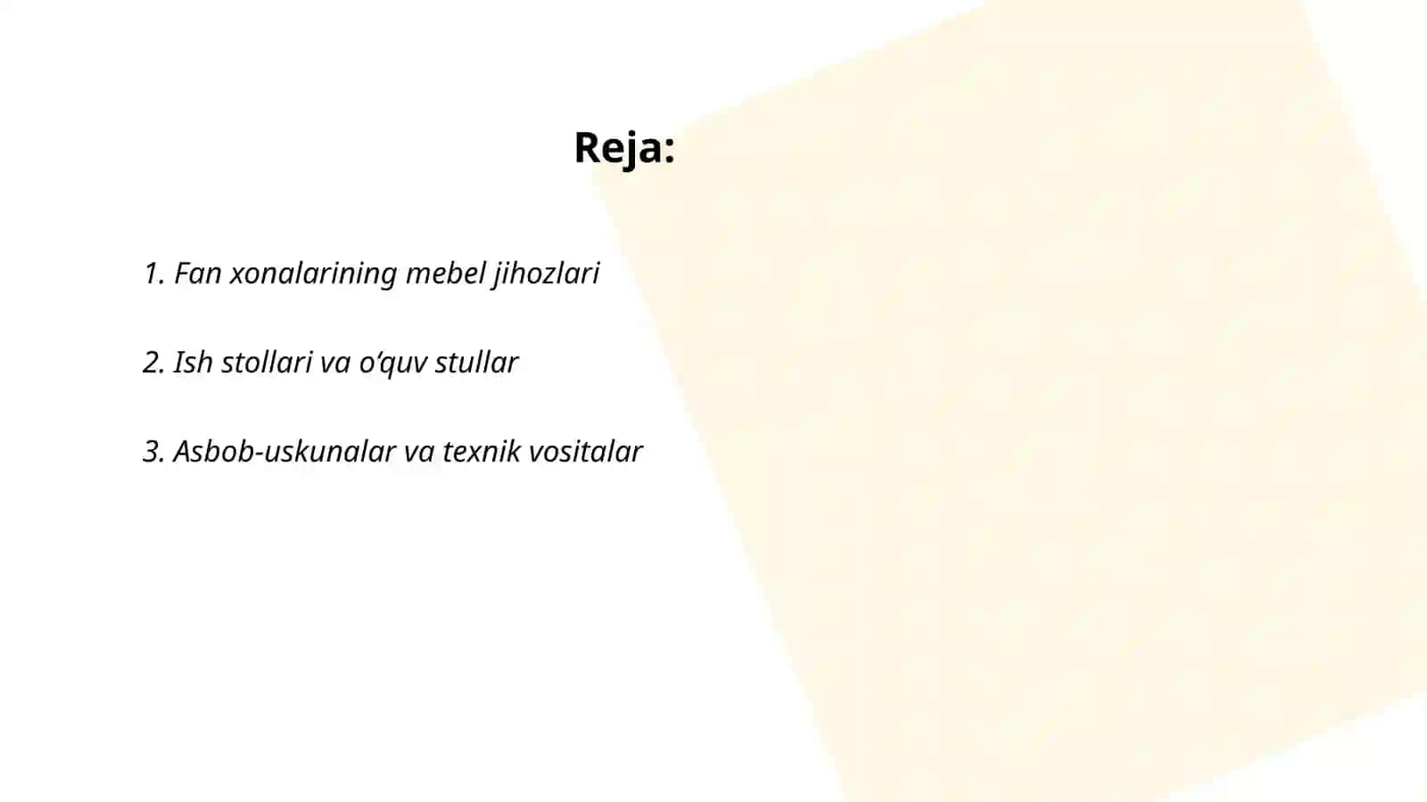 Fan xonalarining mebel jihozlari 2