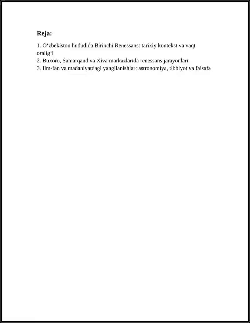 O'ZBEKISTON HUDUDIDA BIRINCHI RENESSANS HAQIDA 2