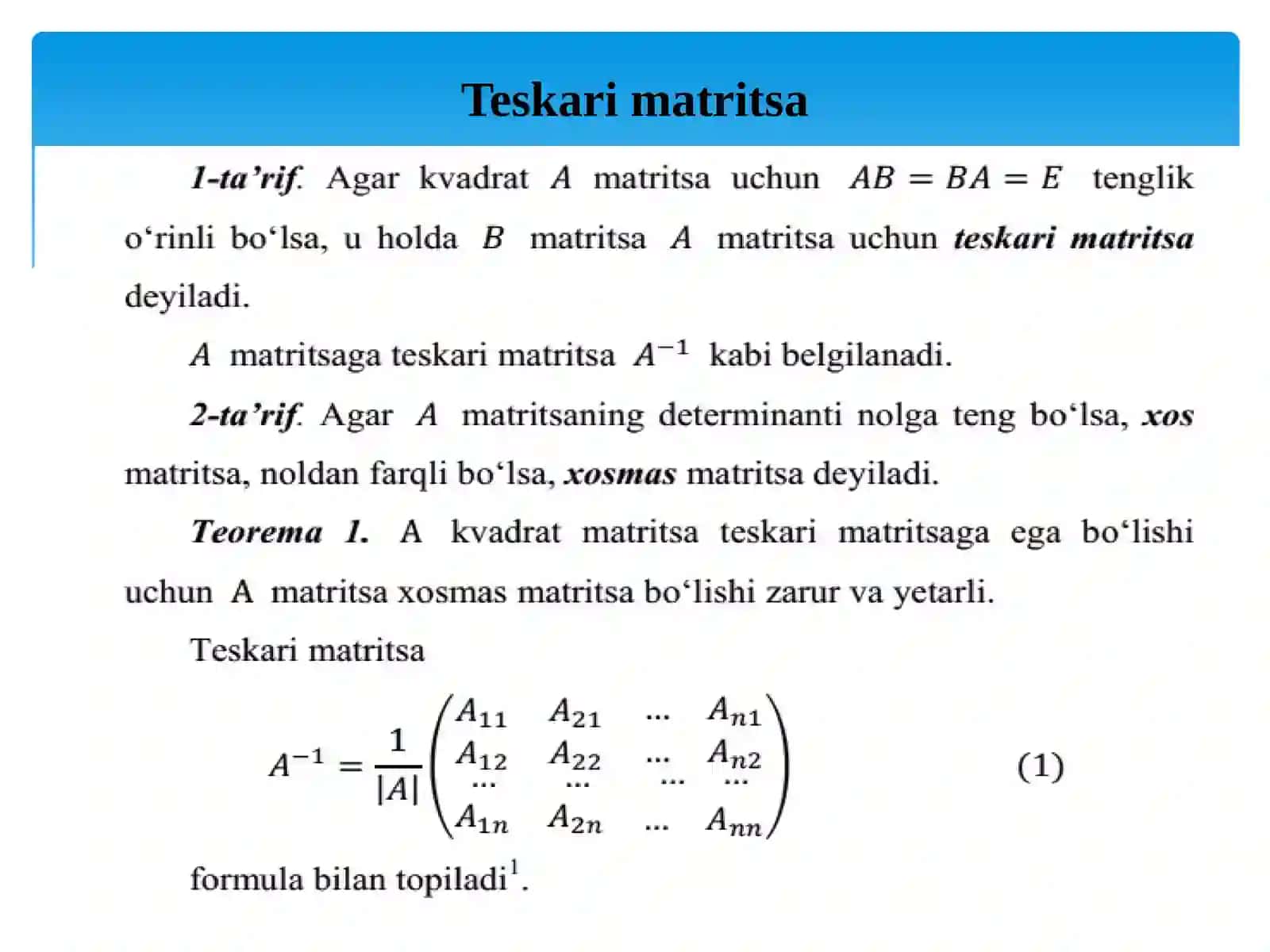 Teskarimatritsa 2