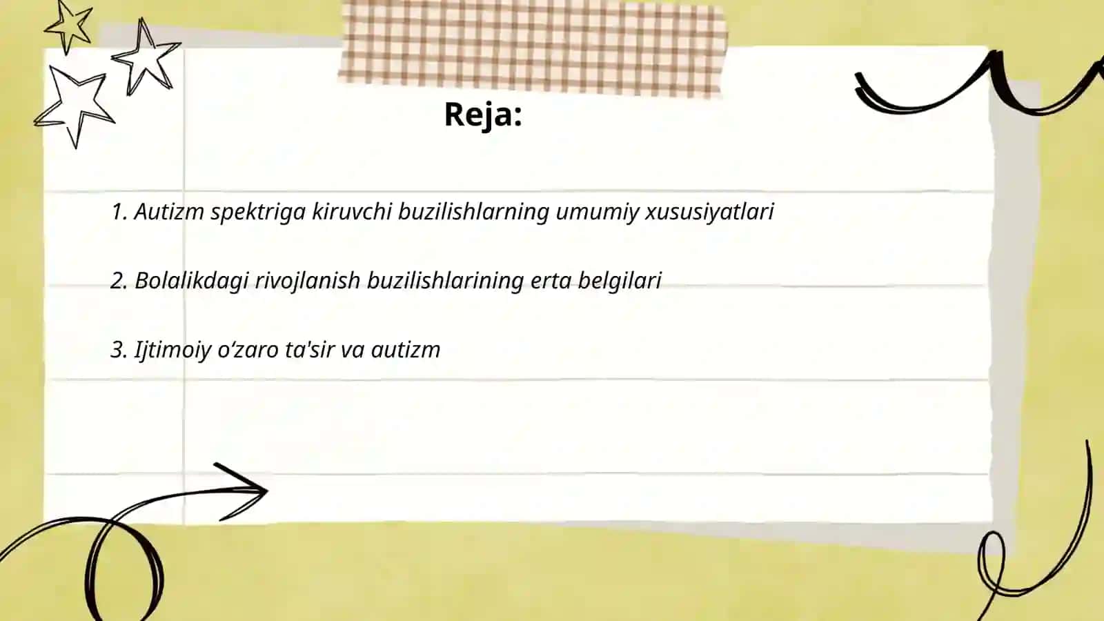 Qanday rivojlanishning buzilishlarida autizmga xos bo’lgan jihatlar shakllanishi mumkinligini tahlil qilish 2