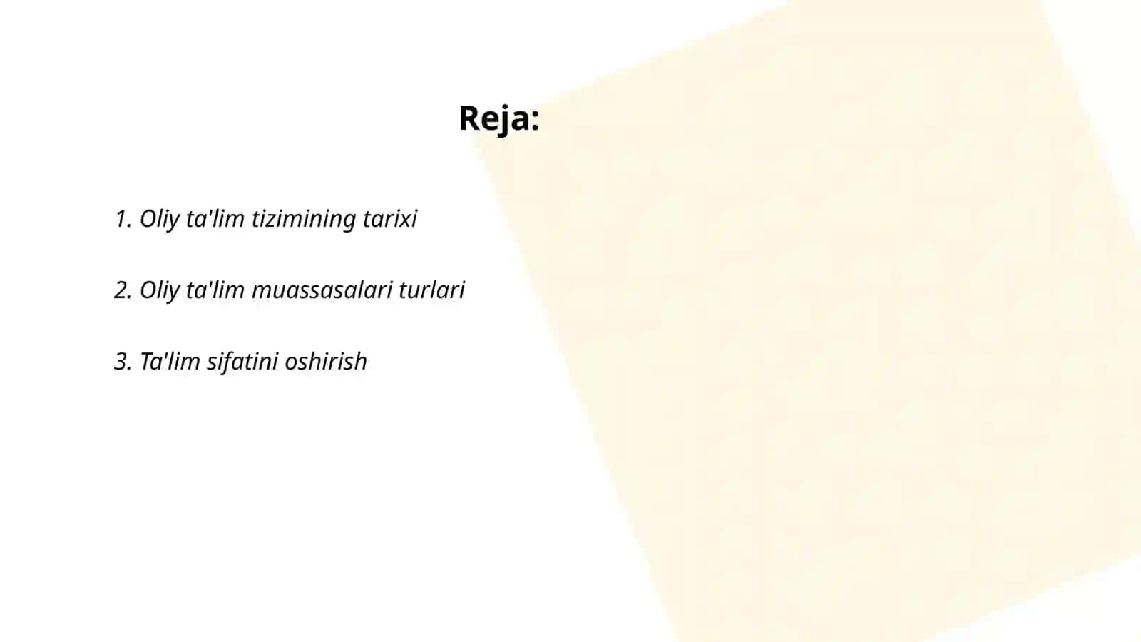 Oliy ta'lim tizimi tarixi 2