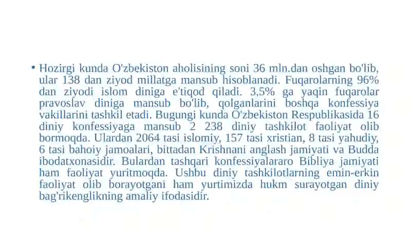 O'zbekistonda diniy tashkilotlar 2
