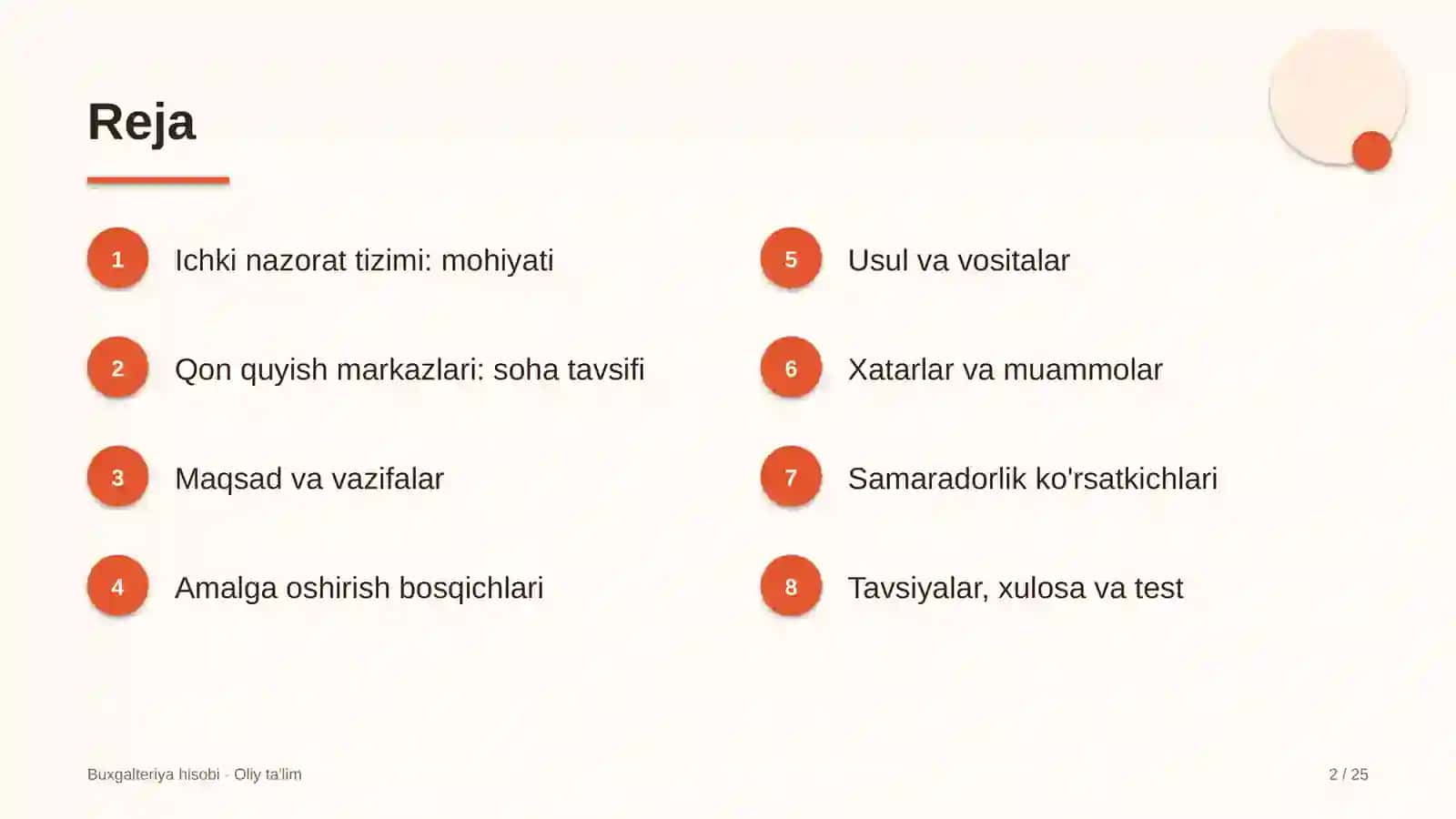 Qon quyish markazlarida ichki nazorat tizimi 2