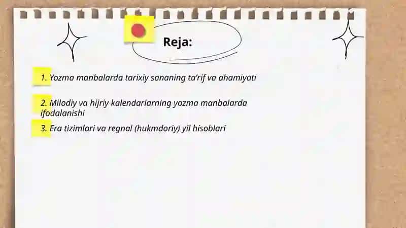 Yozma manbalarda tarixiy sana 2