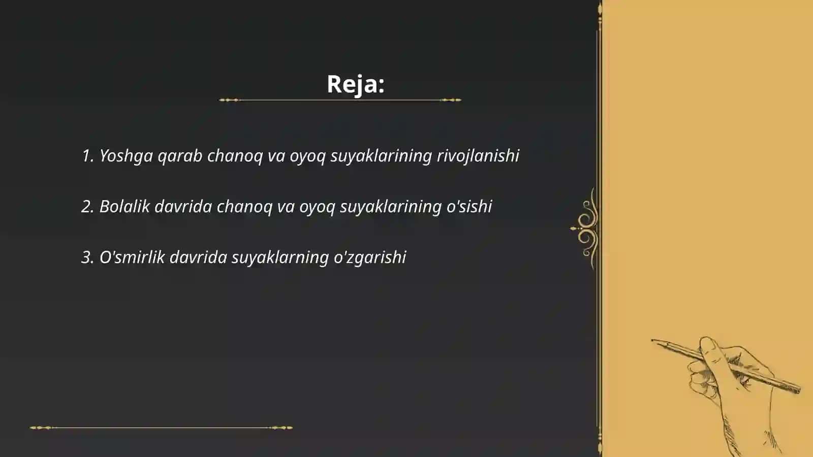 Yoshga qarab chanoq va oyoq suyaklarining rivojlanishi 2