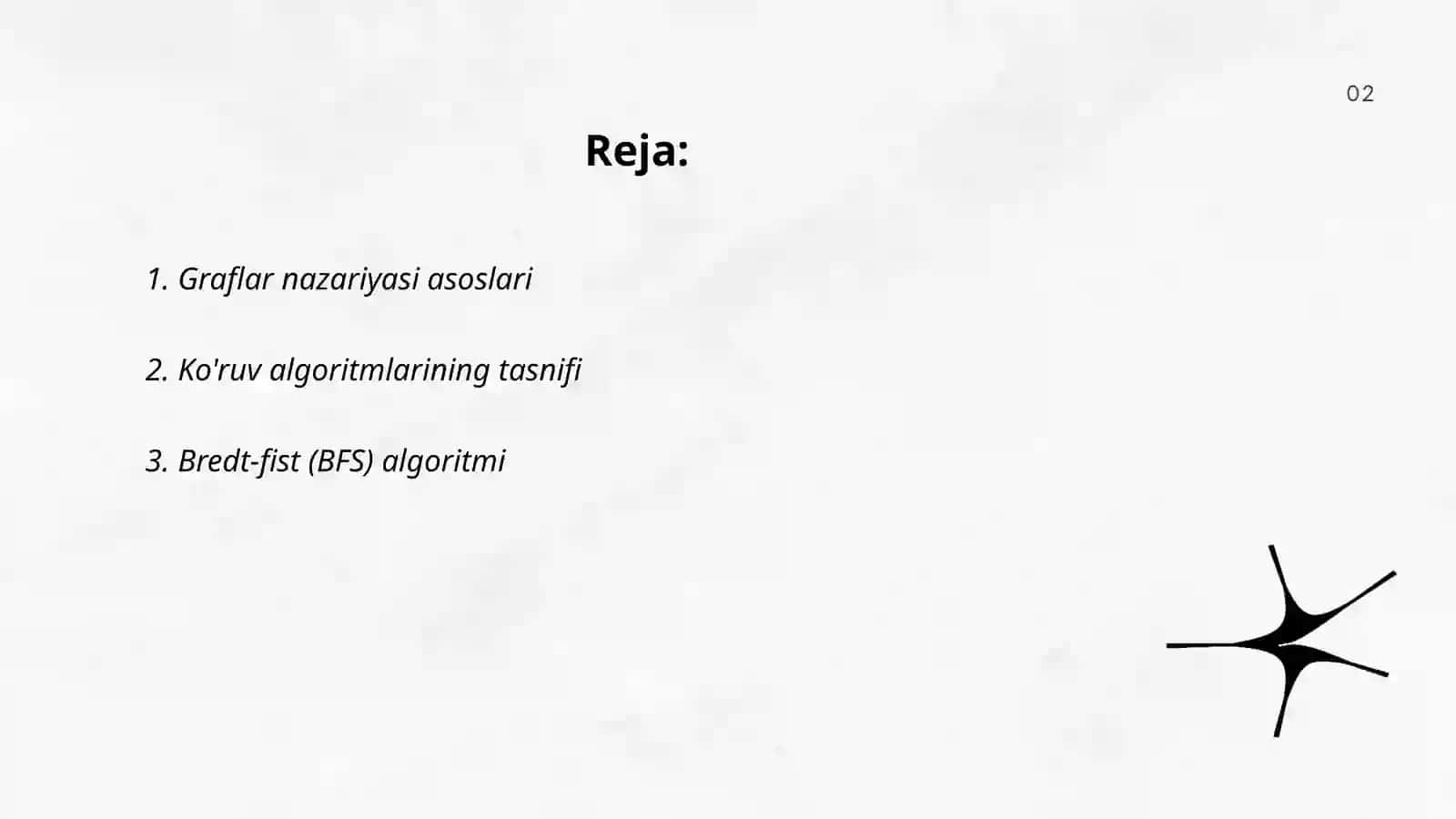 Graflarni ko'ruv algoritmlarini ishlab chiqish 2