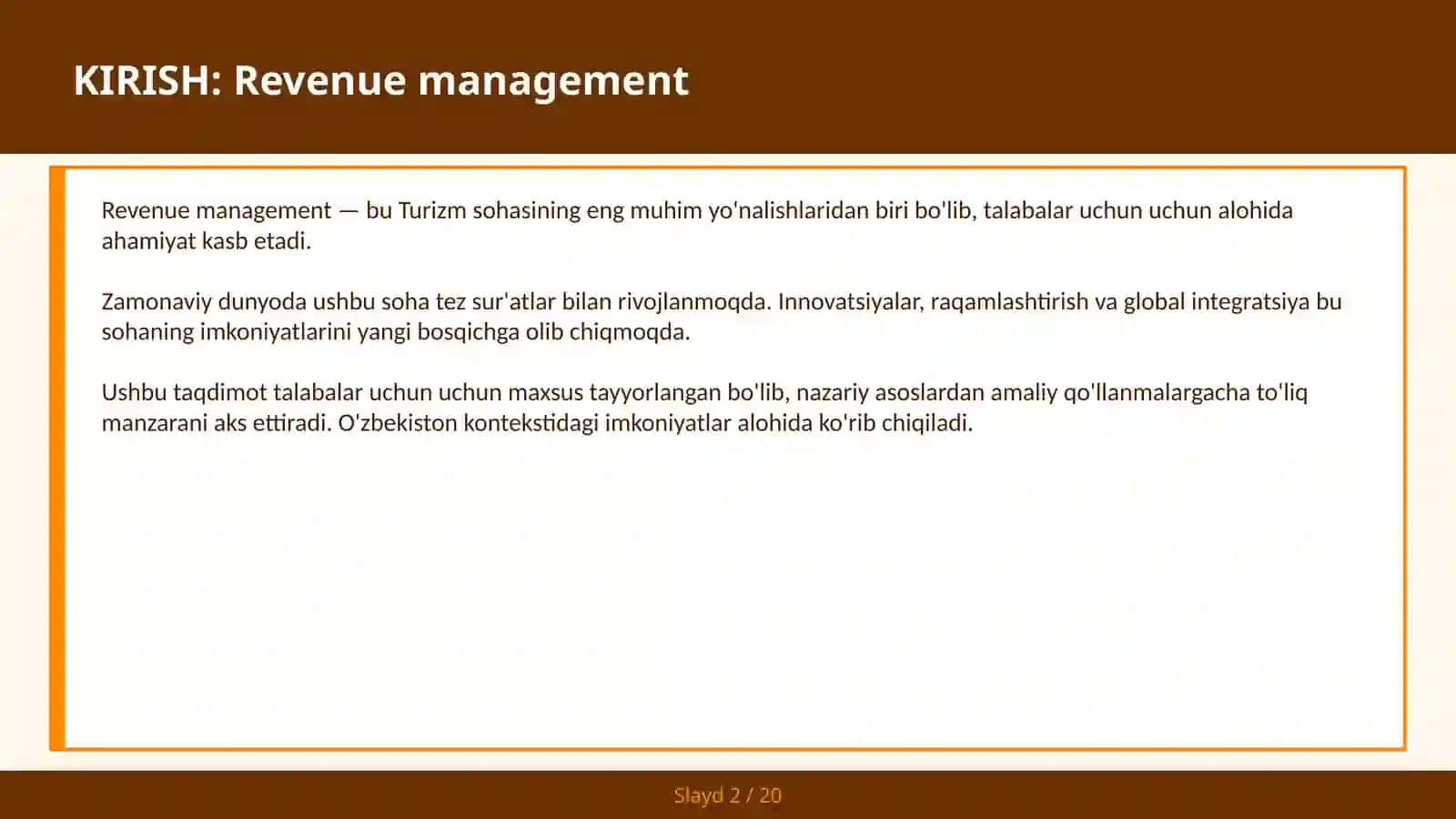 Revenue management 2