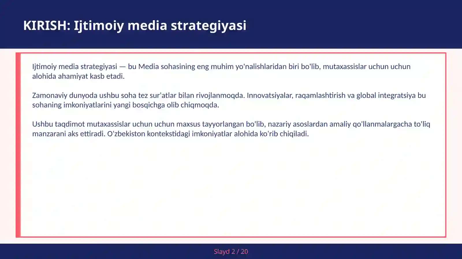 IJTIMOIY MEDIA STRATEGIYASI 2