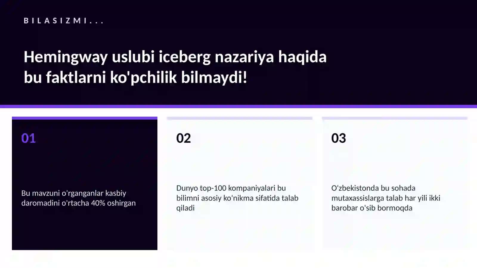 Hemingway uslubi iceberg nazariya 2
