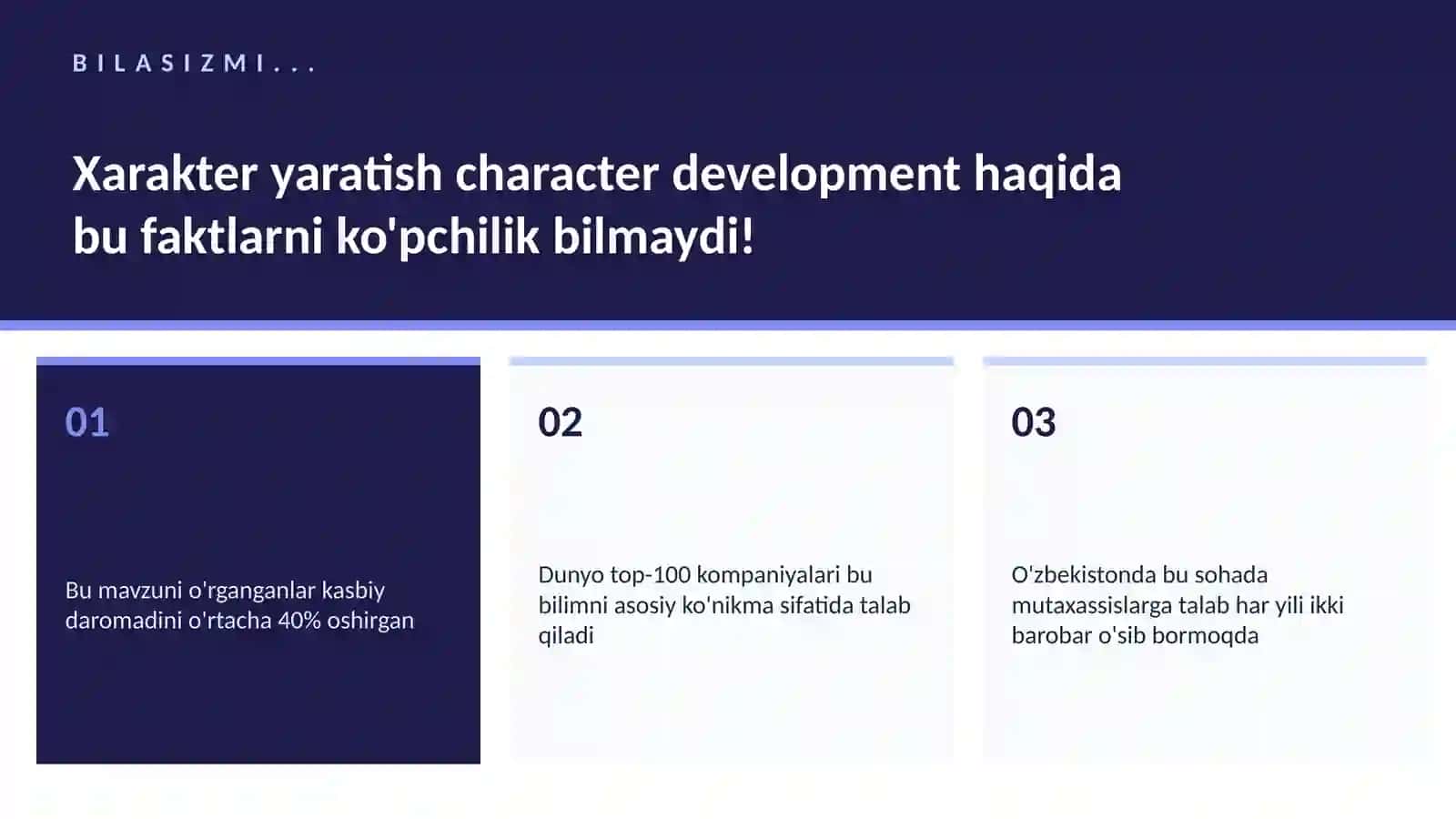 Xarakter yaratish character development 2