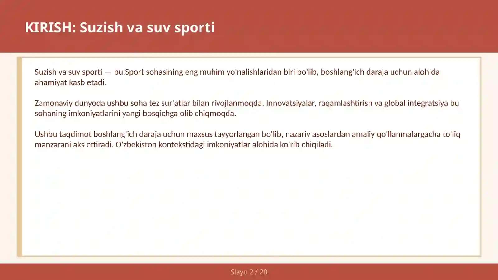 Suzish va suv sporti 2