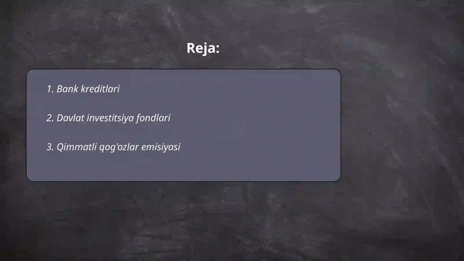 Investitsiya Loyihalarini moliyalashtirish manbalari 2