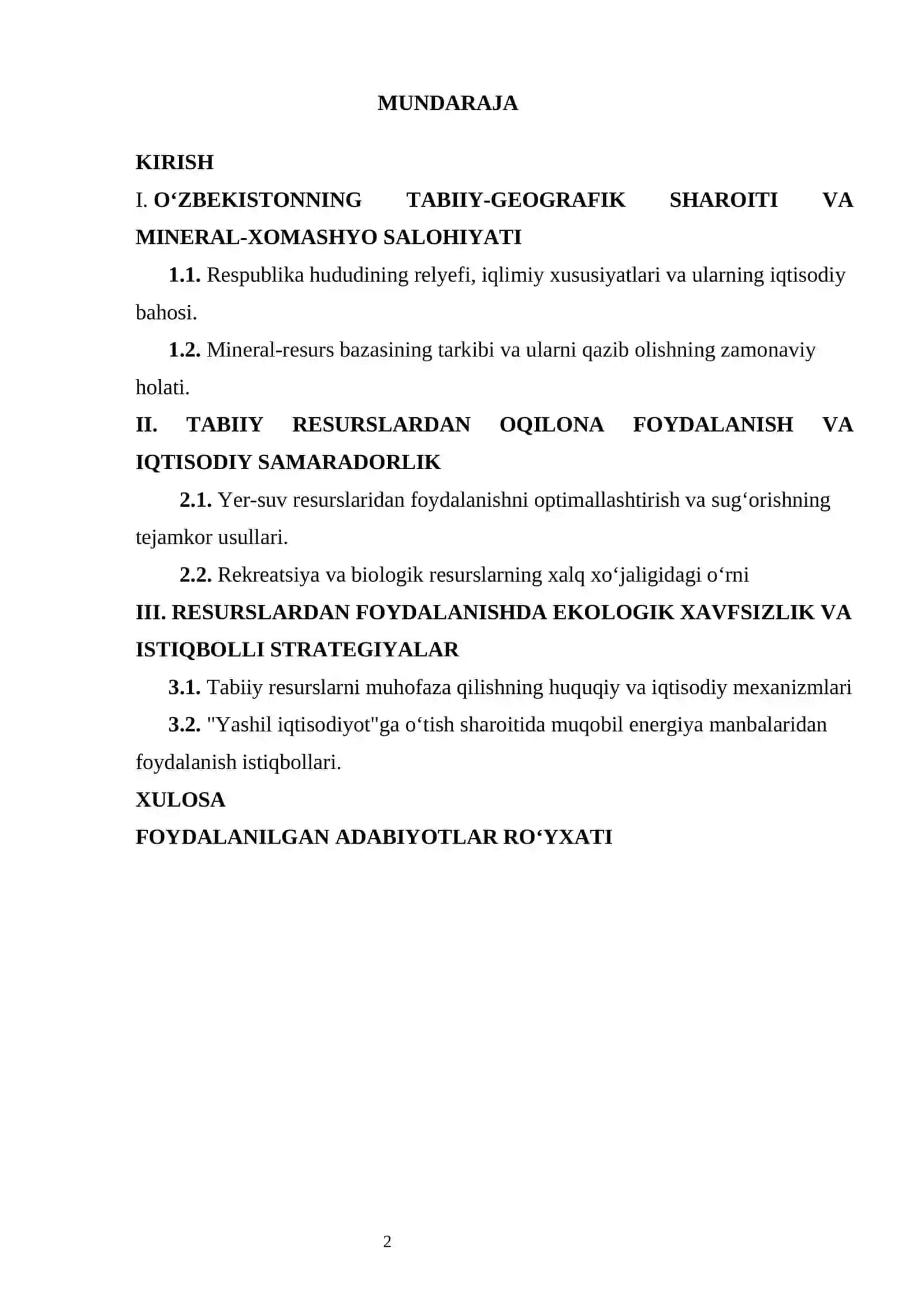 Oʻzbekiston tabiiy sharoiti va resurslar 2