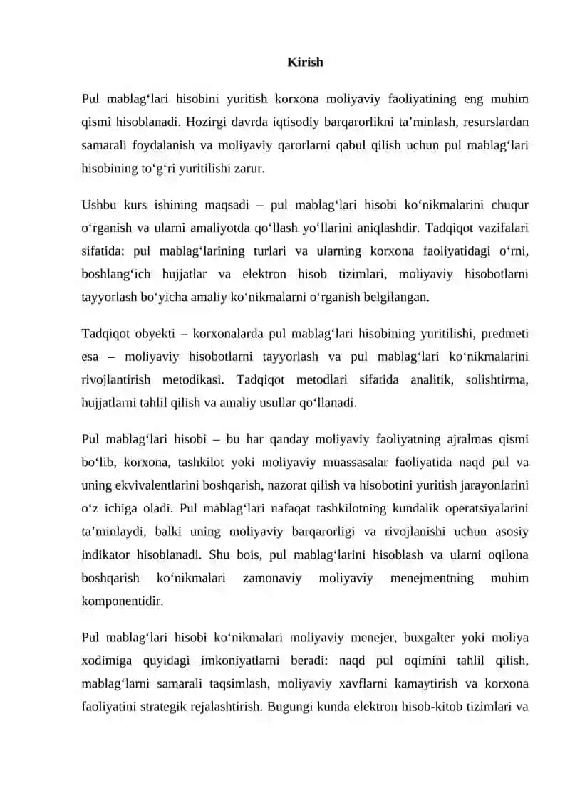Pul mablag‘lari hisobi 2