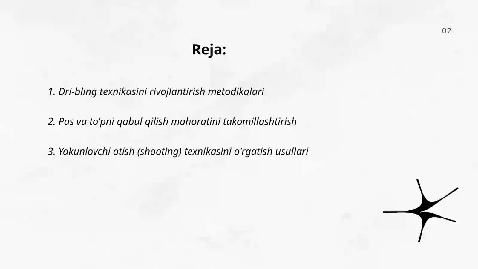 Basketbol oʻyini texnikasi va taktikasini oʻrgatishni takomillashtirish va hamda mahoratni oshirish 2