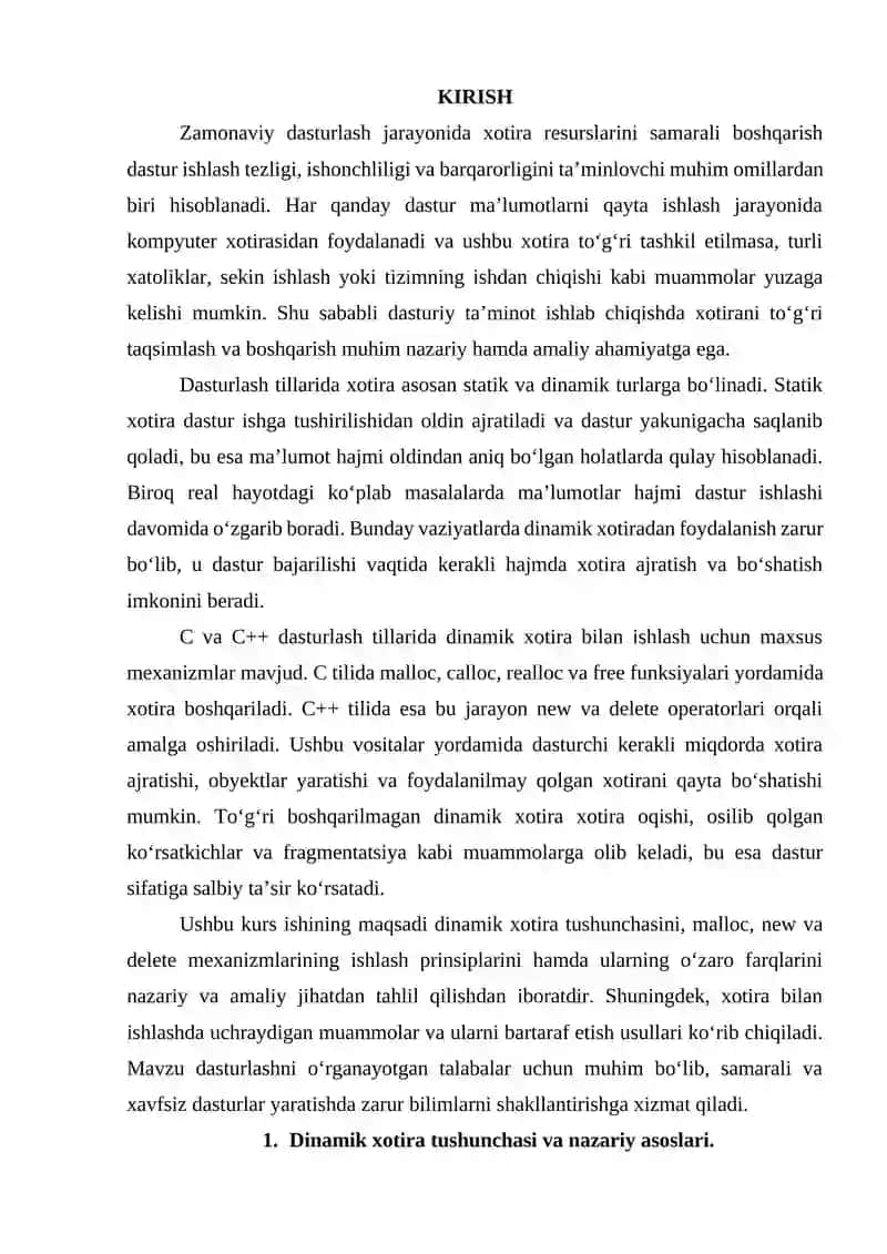 Dinamik xotira bilan ishlash 2