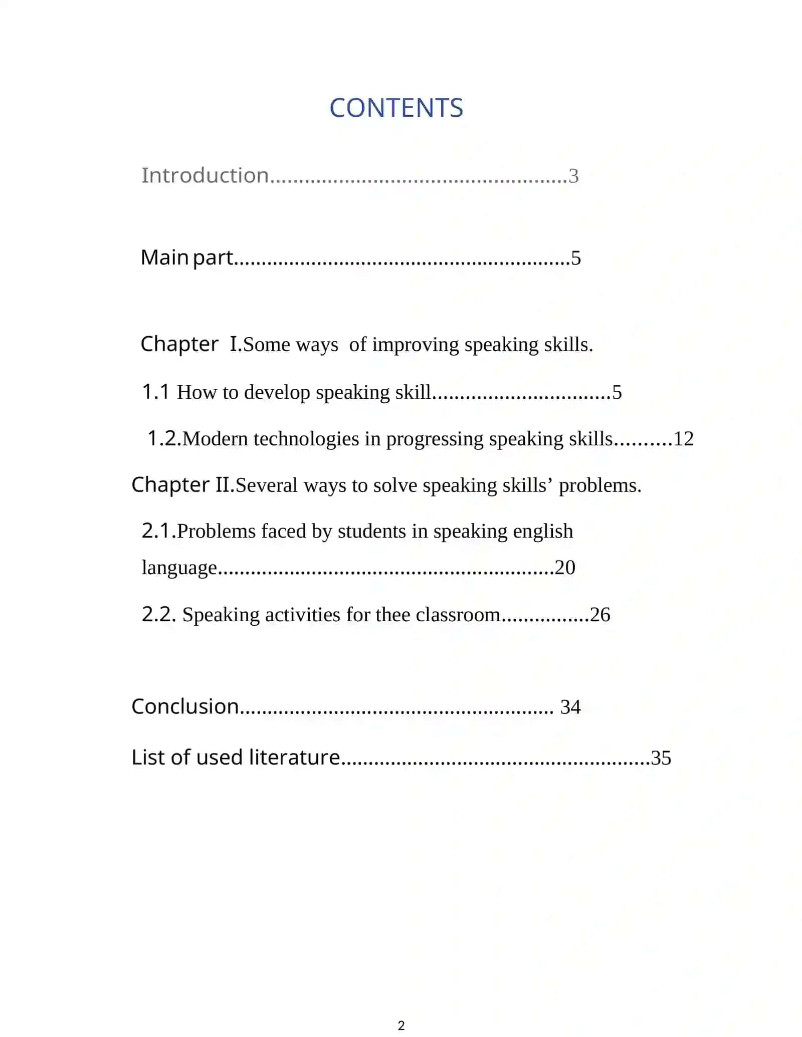 Course Work on Improving Speaking Skills 2