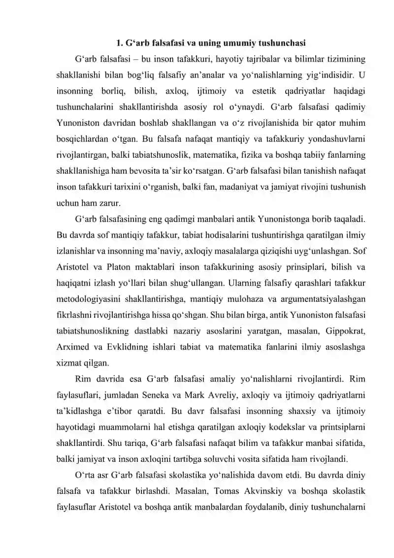 Gʻarb falsafasining ustuvor yoʻnalishlari va ularning fan taraqqiyotiga ta’siri 2