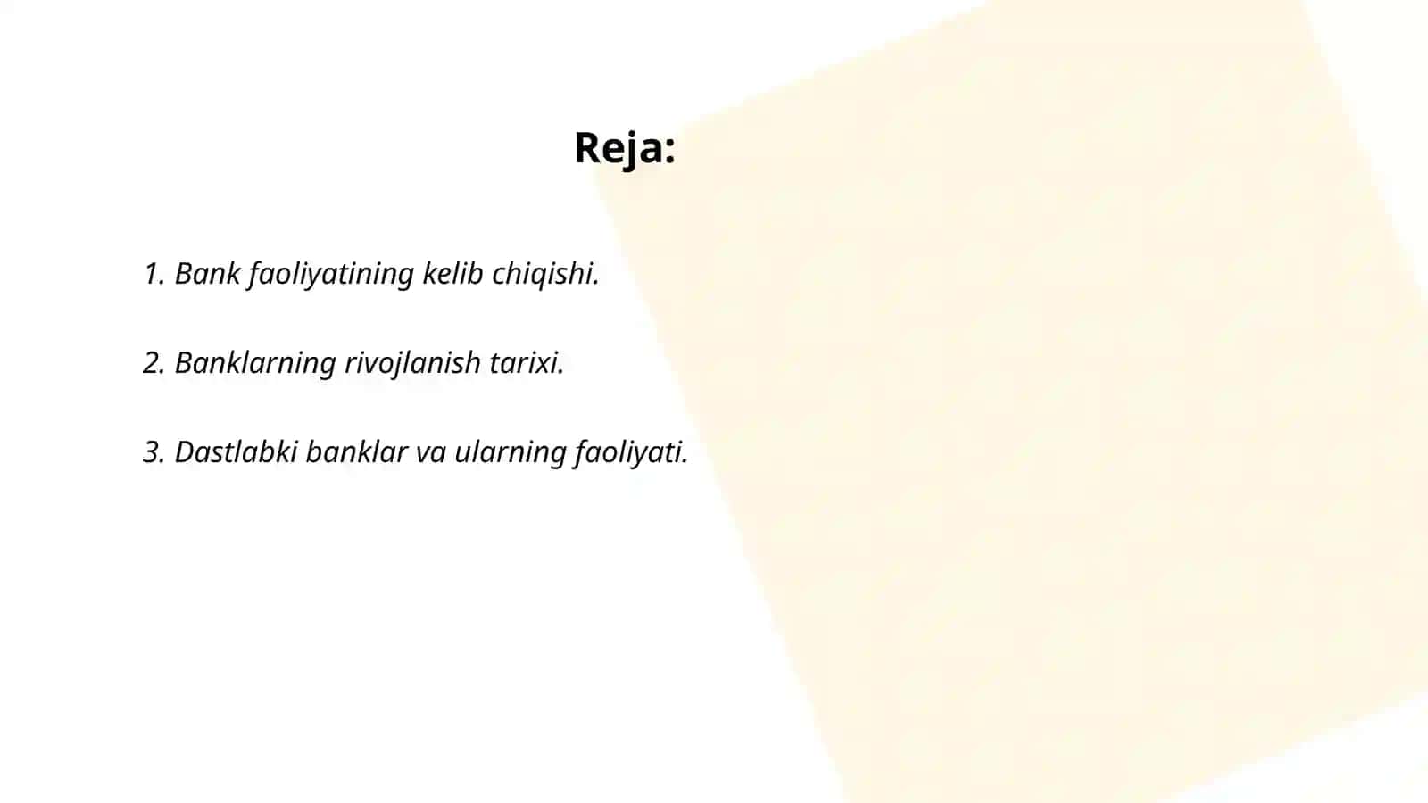 Bank faoliyatining kelib chiqishi 2