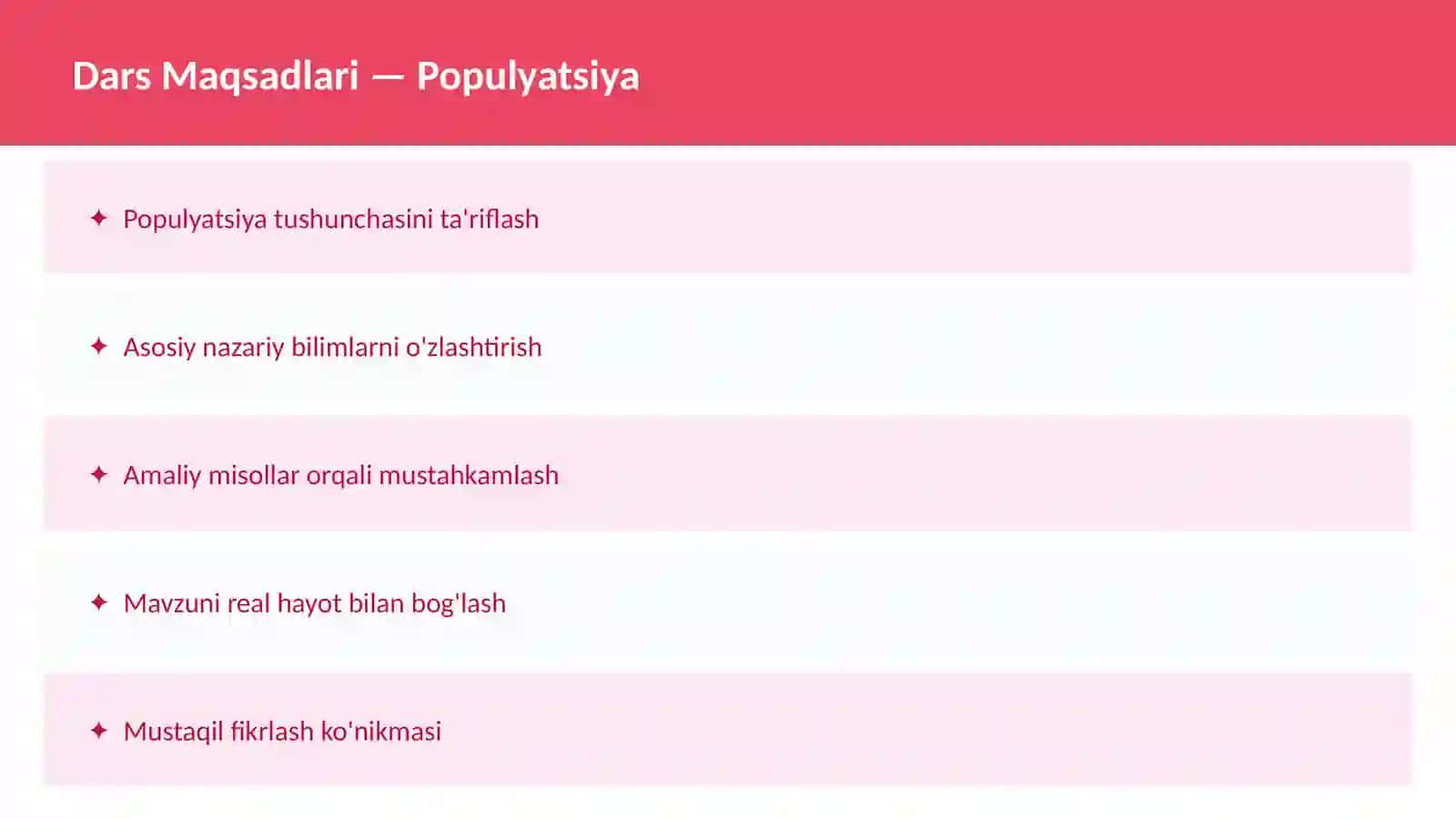 Dars ishlanma BIOLOGIYA - Populyatsiya 2