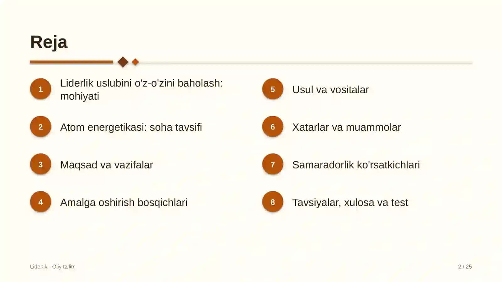Atom energetikasida liderlik uslubini o'z-o'zini baholash 2