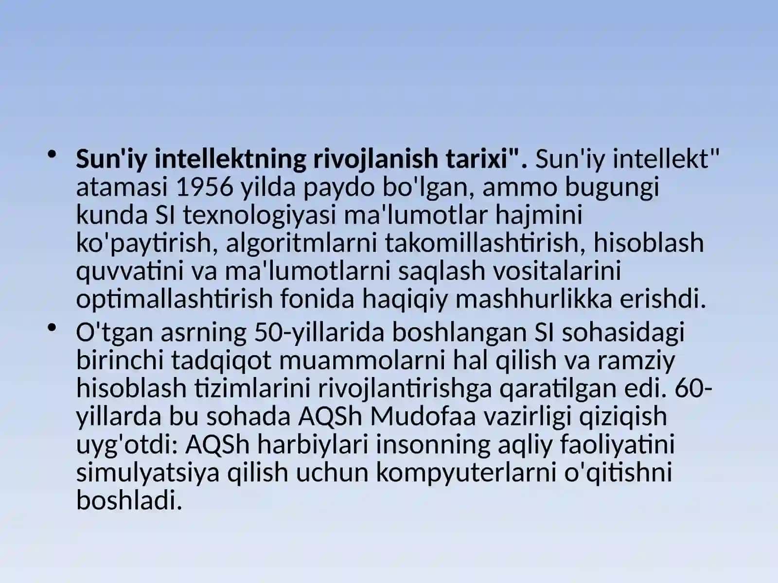 Sun'iy intellekt nima? 2