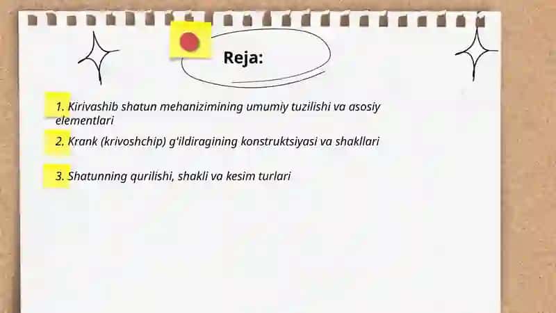 Kirivashib shatun mehanizimining tuzilishi 2