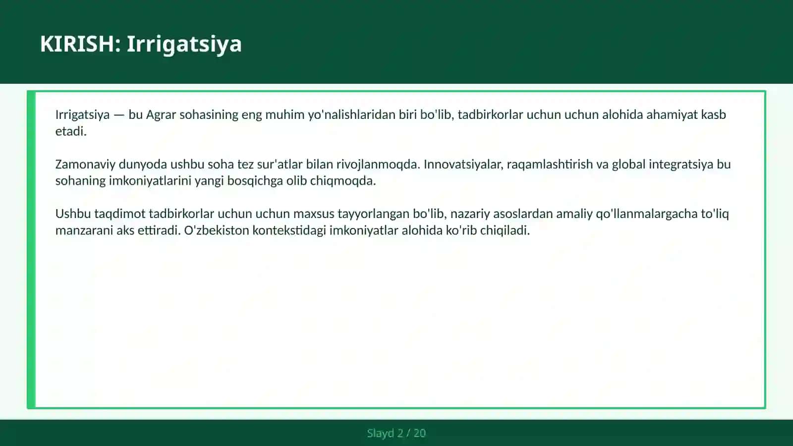Irrigatsiya 2