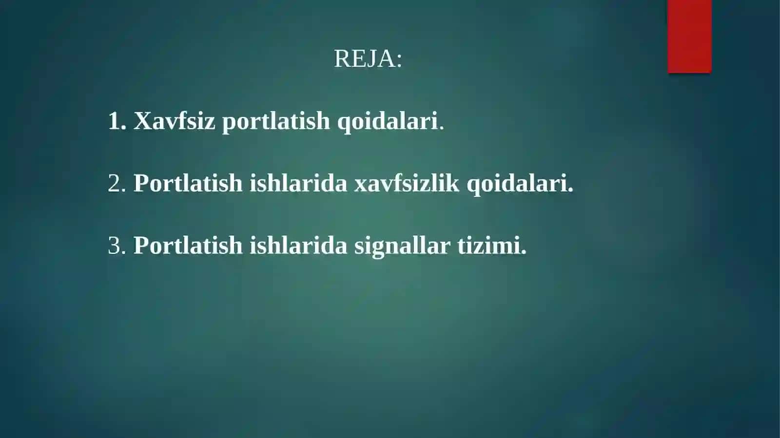 Xavfsiz portlatish qoidalari 2
