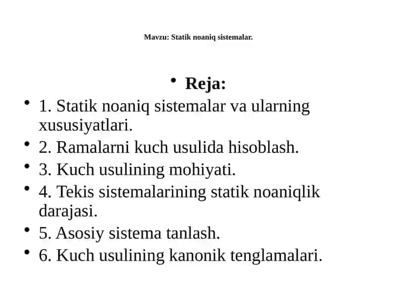 Statik noaniq sistemalar 2