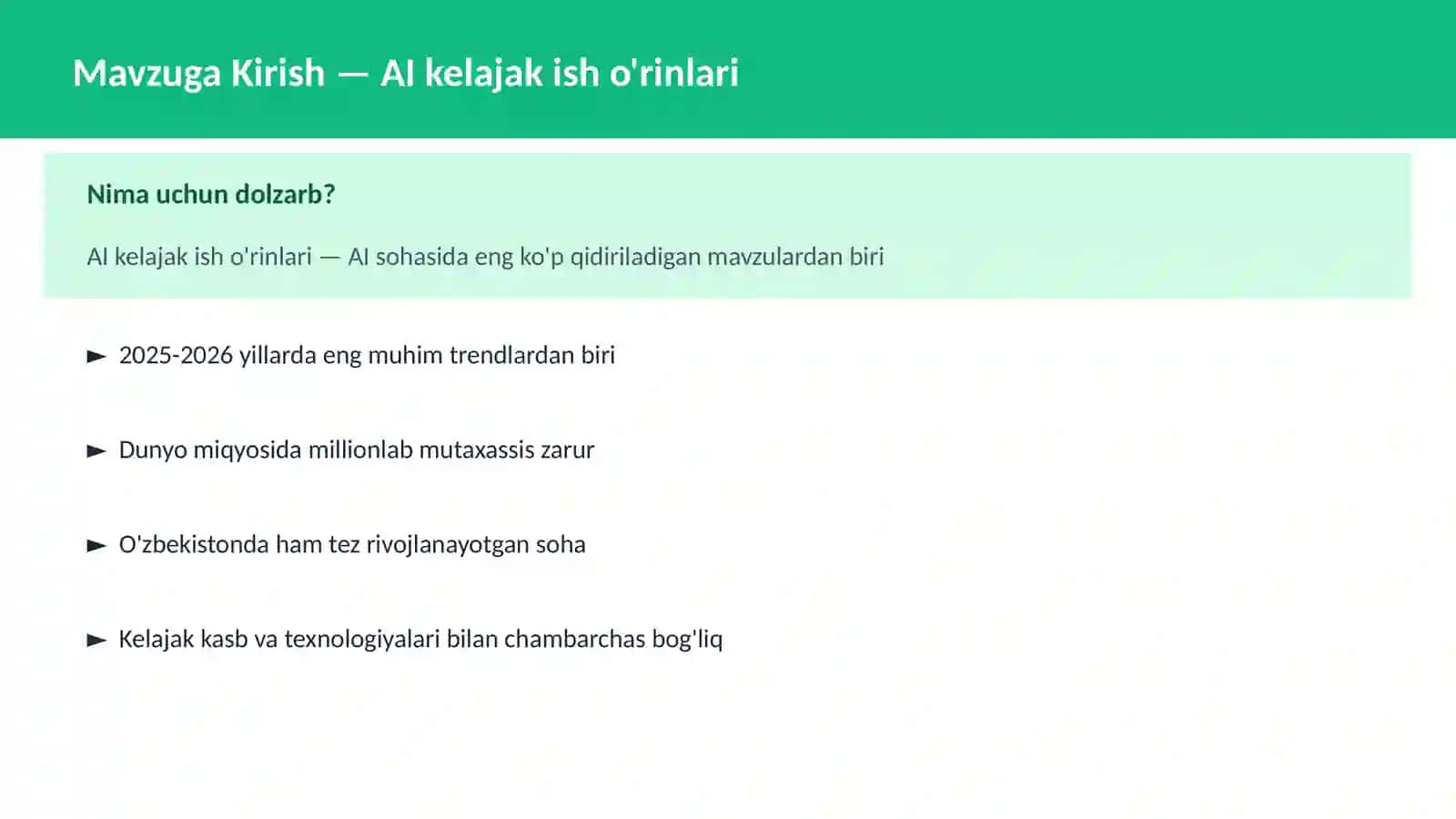 AI kelajak ish o'rinlari 2