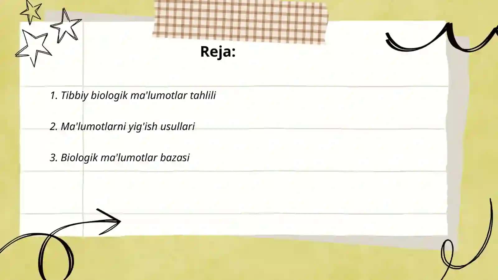 Tibbiy biologik masalani yechish misolida maʼlumotlarni tashkil qilish va kiritish 2