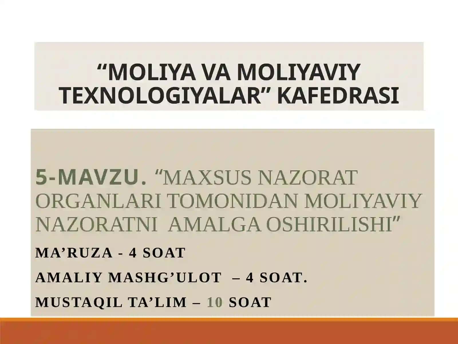 MOLIYAVIY NAZORAT 2