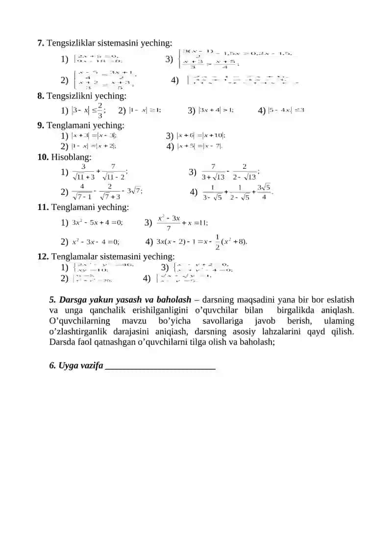 9-sinf algebra konspekt 1-chorak 2