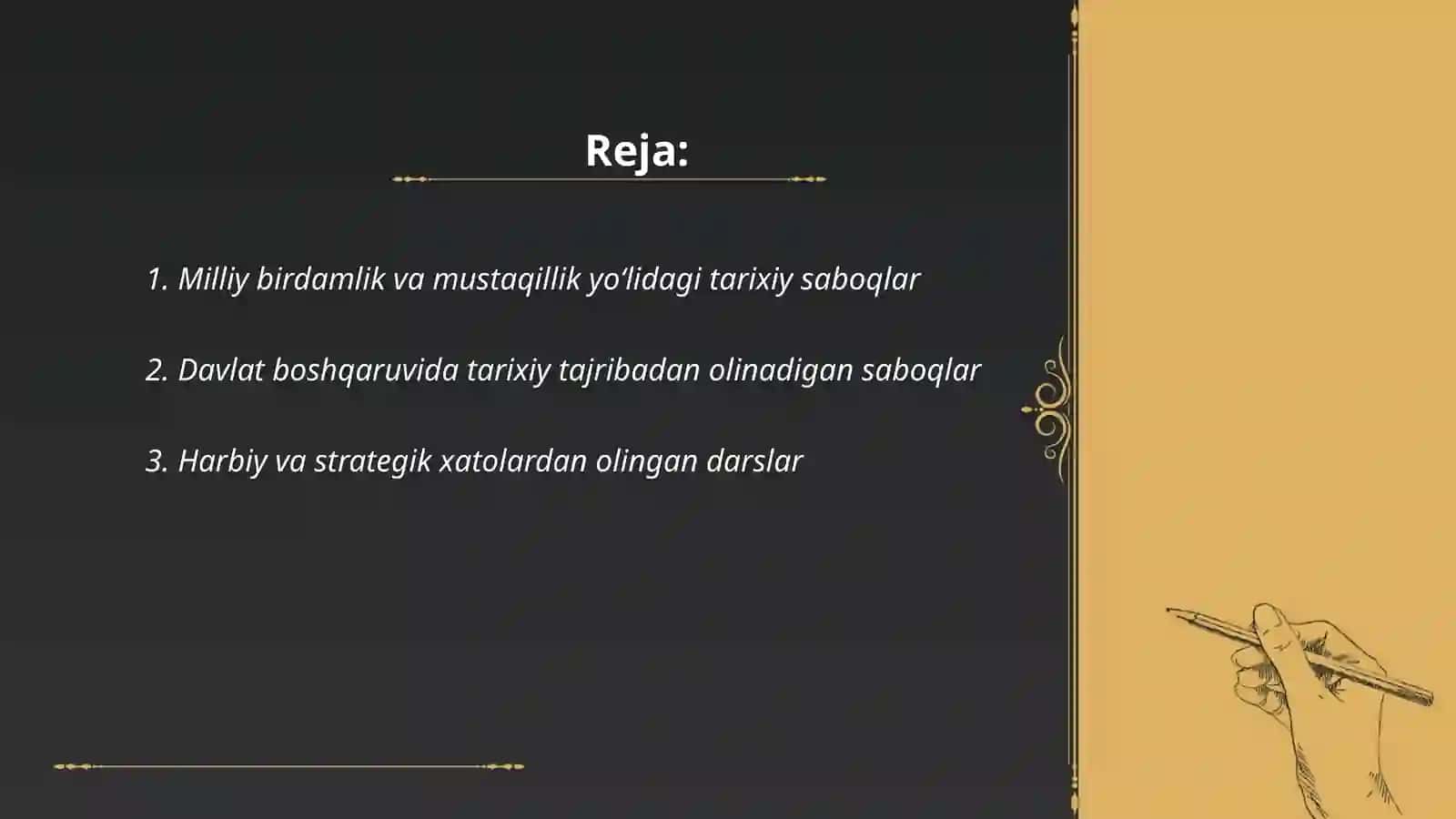 Tarixiy tajribadan saboq olish 2