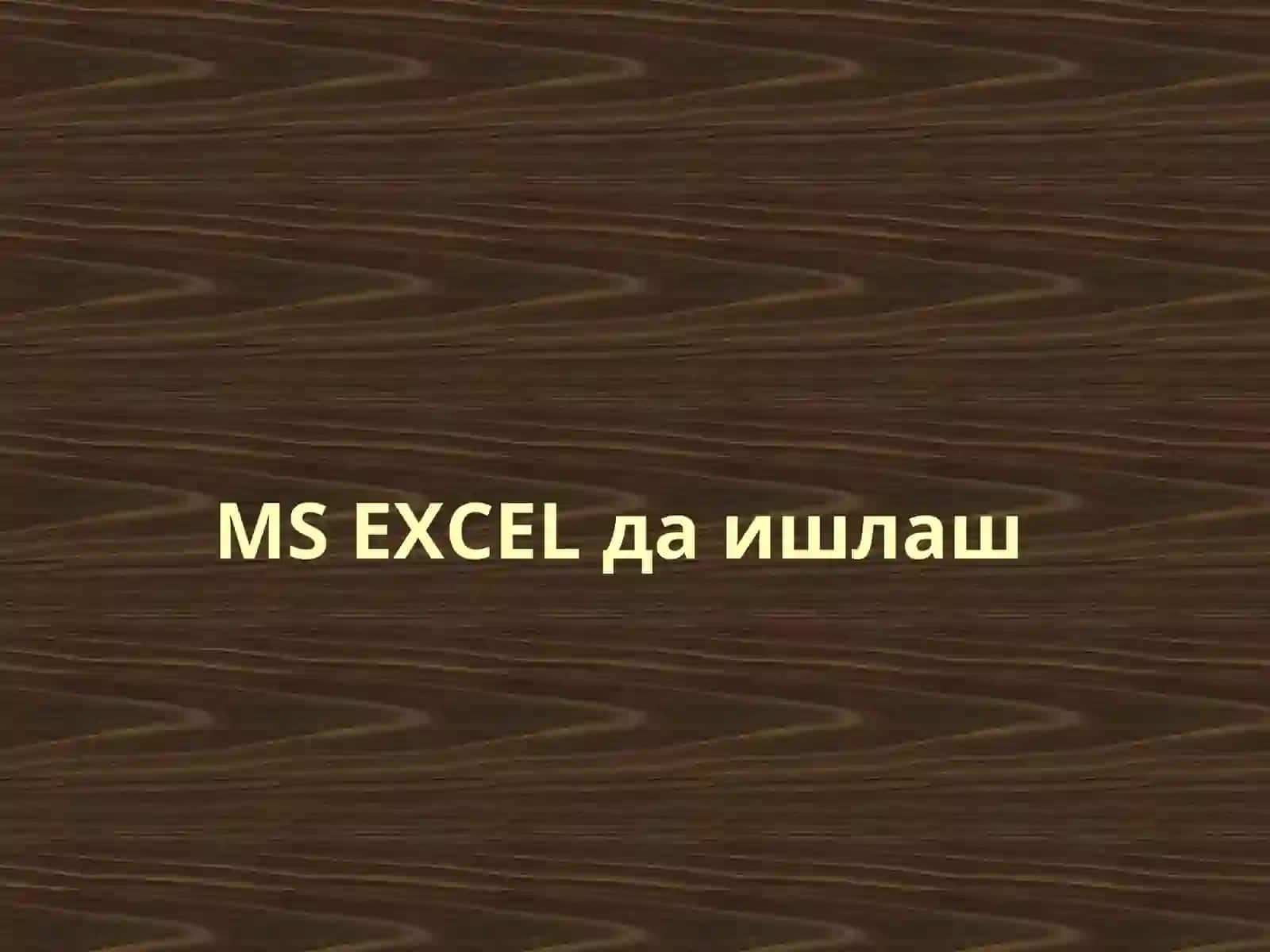 MS Excel ишлаш 2