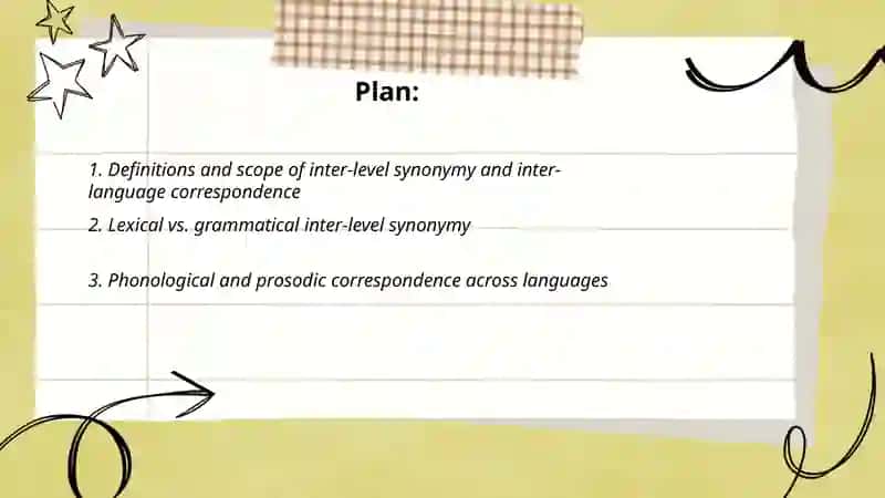 Inter level synonym and inter and language correspondence 2