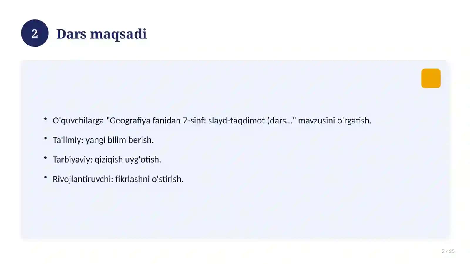 Geografiya fanidan 7-sinf: slayd-taqdimot (dars uchun) 2