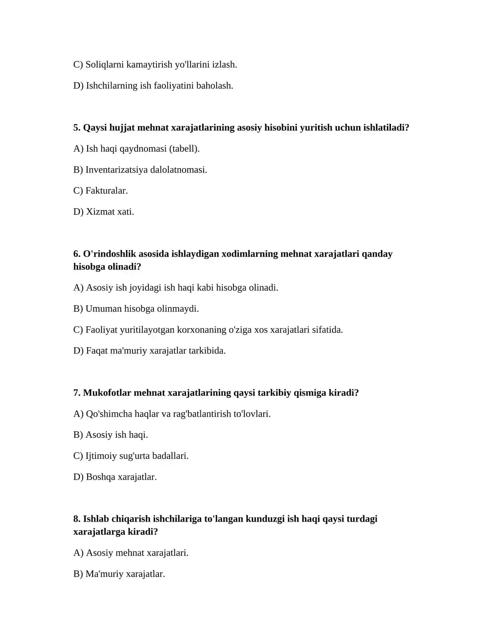 Mehnat xarajatlarini hisobga olish 2