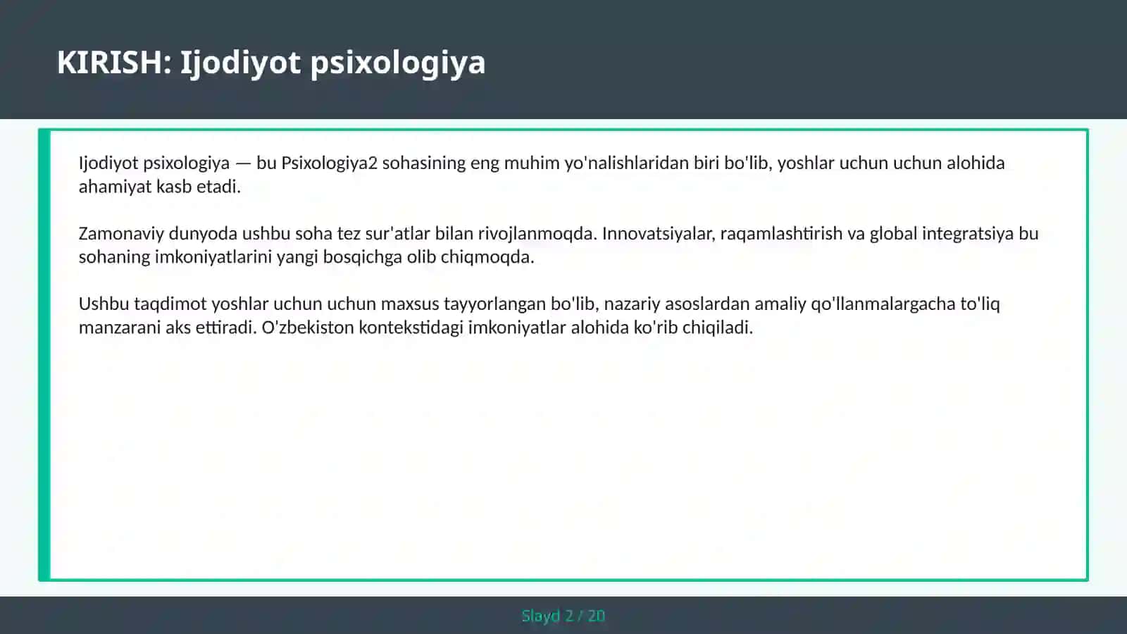 Ijodiyot Psixologiya 2