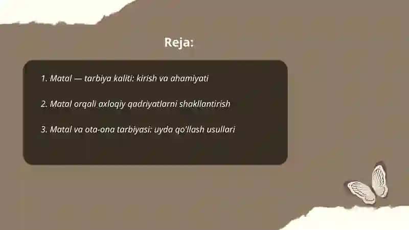 Matal - tarbiya kaliti 2