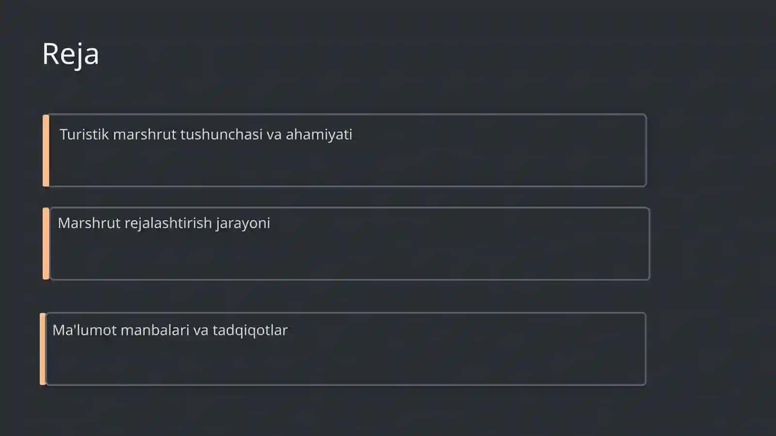 Turistik marshrutni rejalashtirish 2