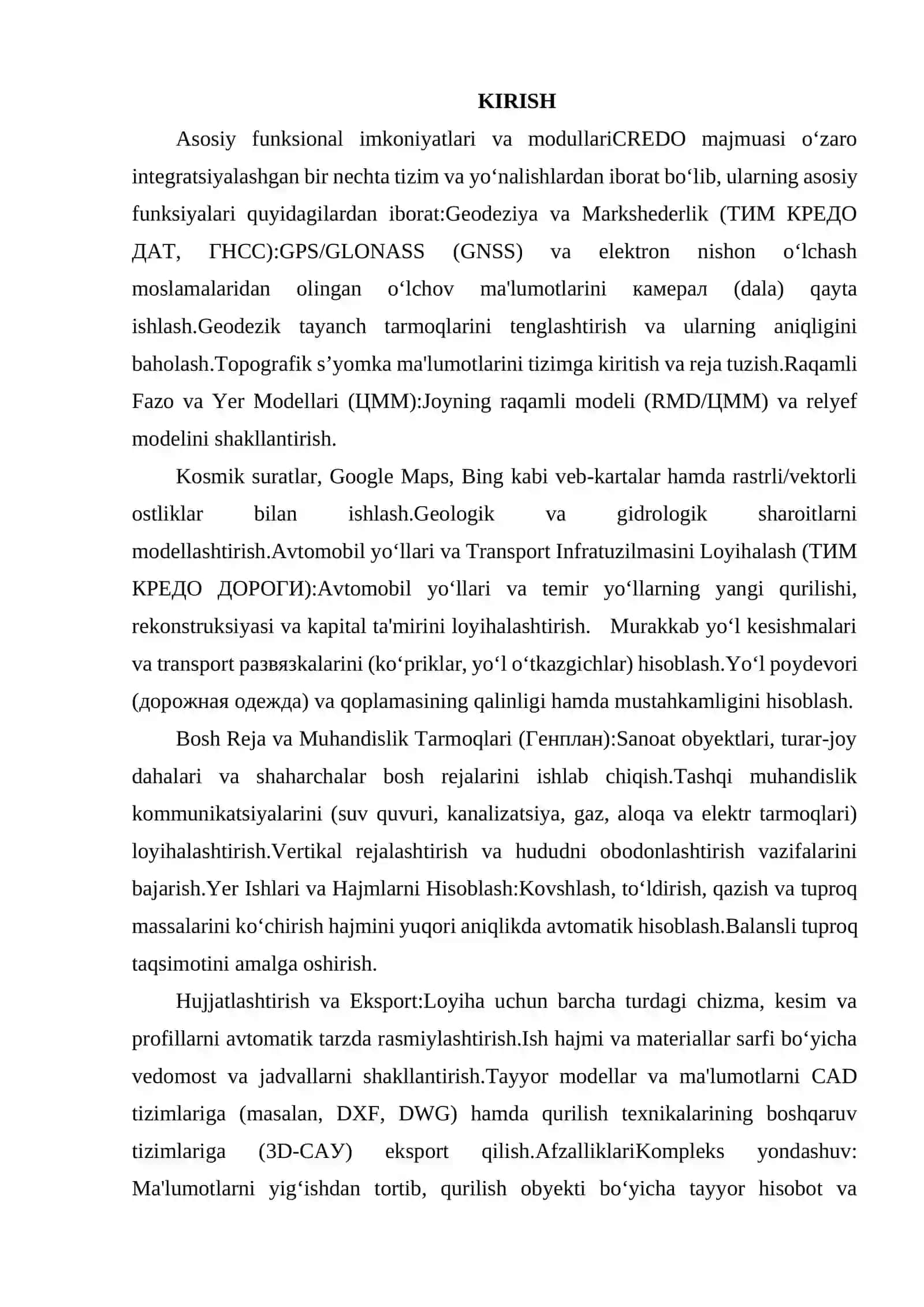 CREDO KOMPLEKS DASTURI VA FUNKSIONAL IMKONIYATLARI 2