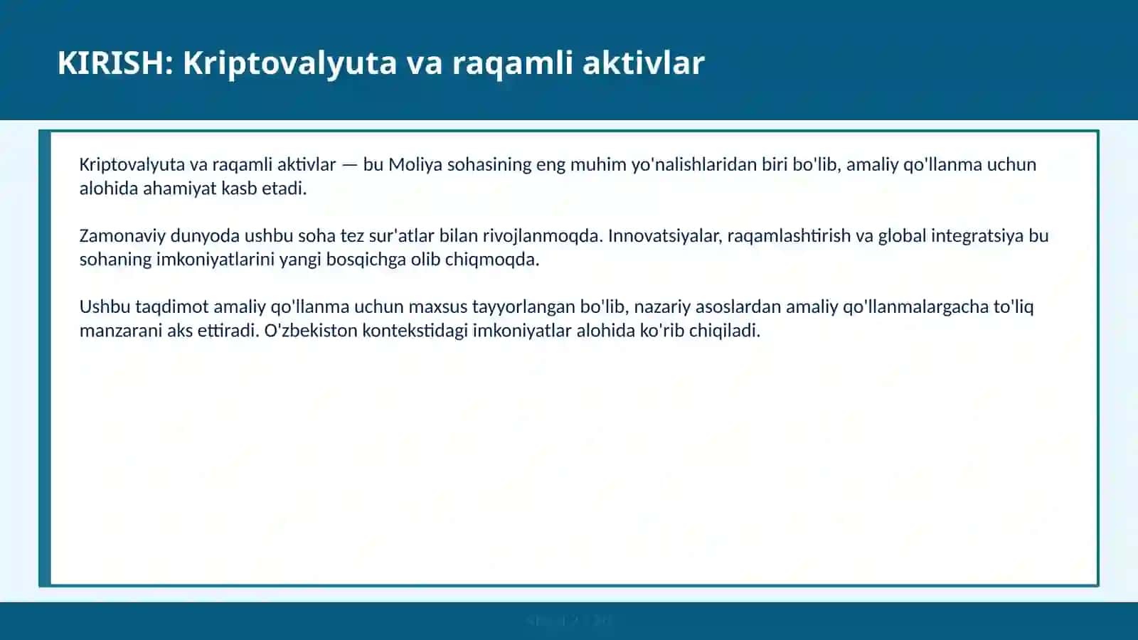 Kriptovalyuta va raqamli aktivlar 2