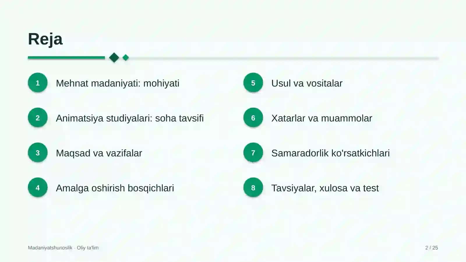 Animatsiya studiyalarida mehnat madaniyati 2