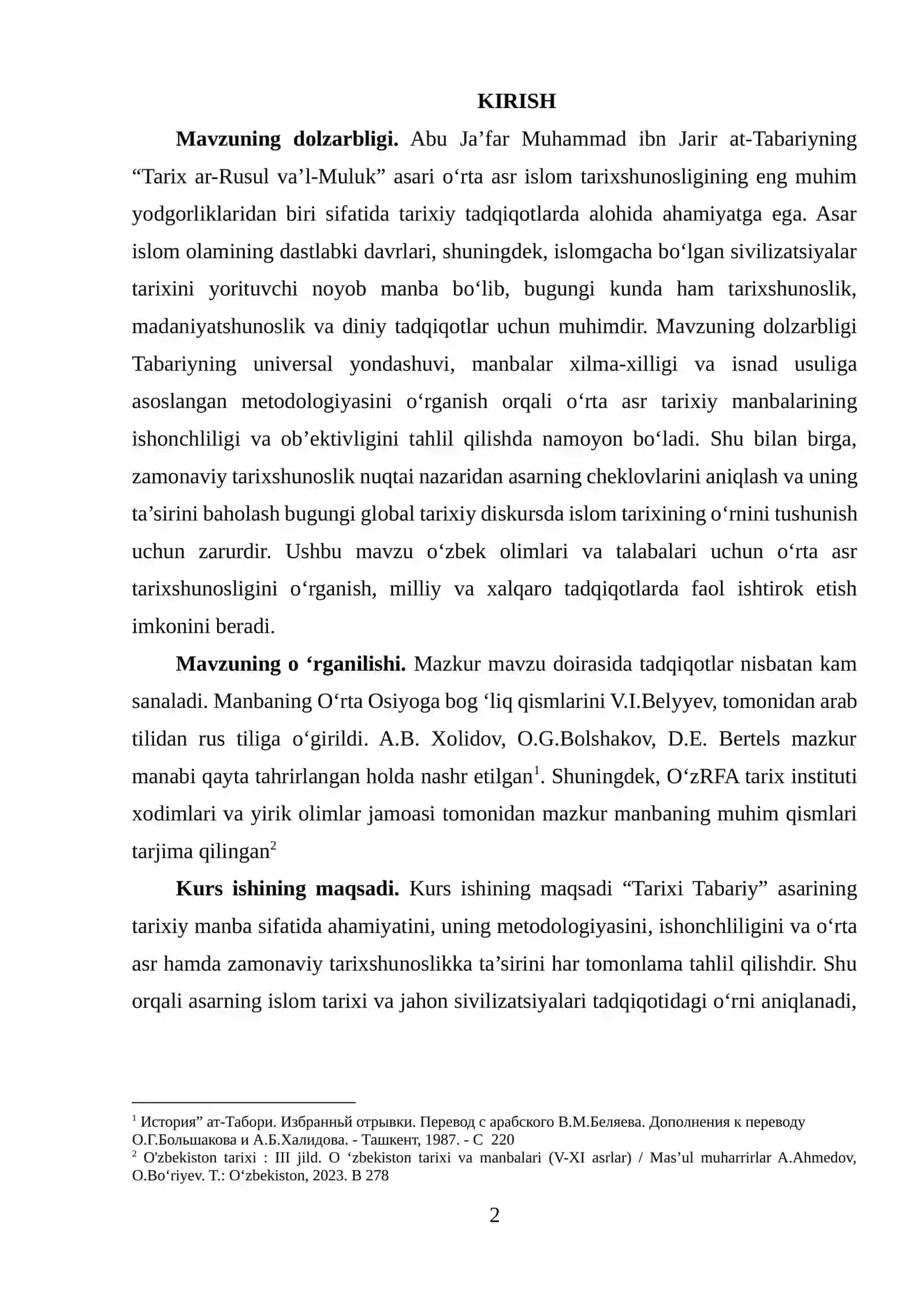 “TARIXI TABARIY” TARIXIY MANBA SIFATIDA 2