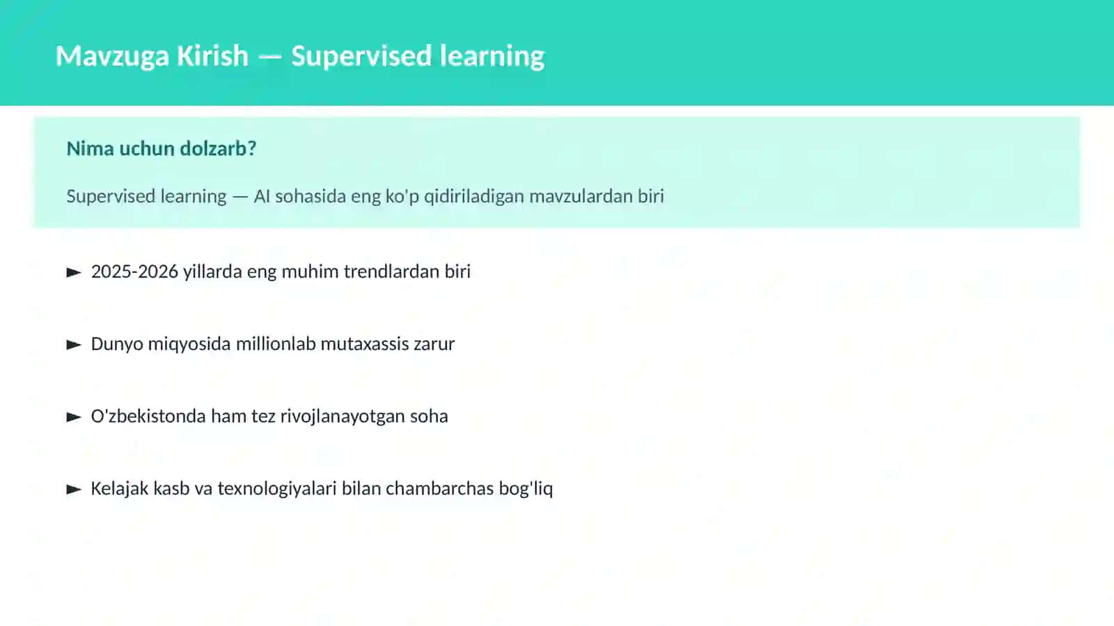 AI | MACHINE LEARNING ASOSLARI 2