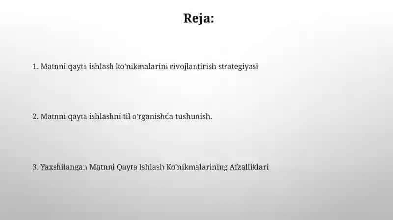 Matnni Qayta Ishlash Ko'nikmalarini Rivojlantirish 2