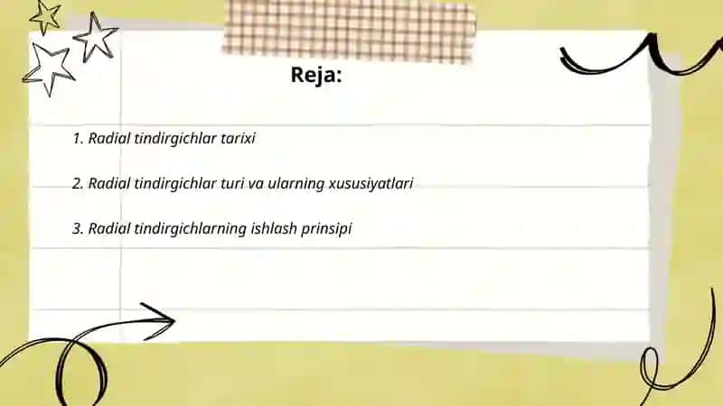 Radial tindirgichlar tarixi 2